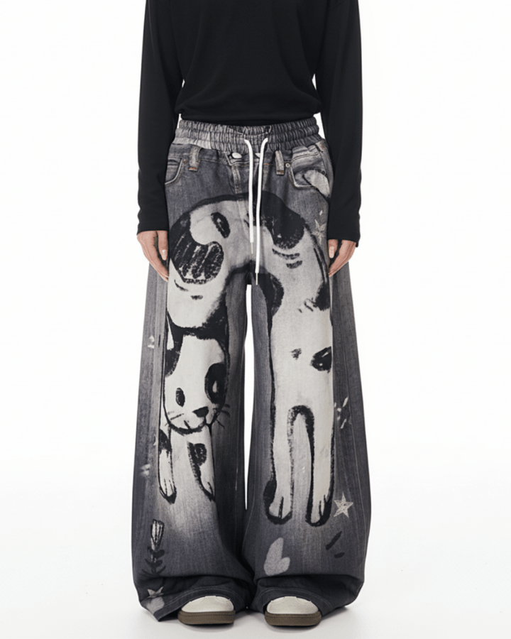 Y2K Doggie Illustration Pants na2244