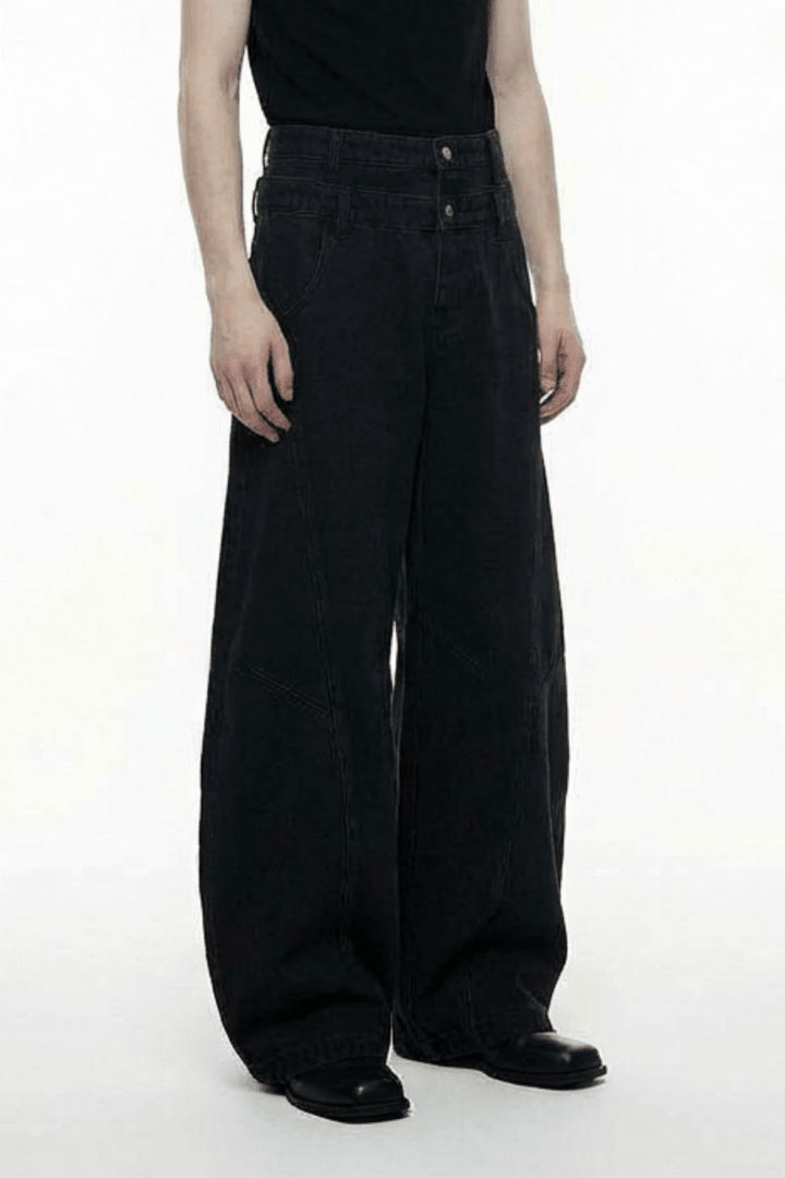 Graffiti Back-Print Balloon Wide Jeans na2356 