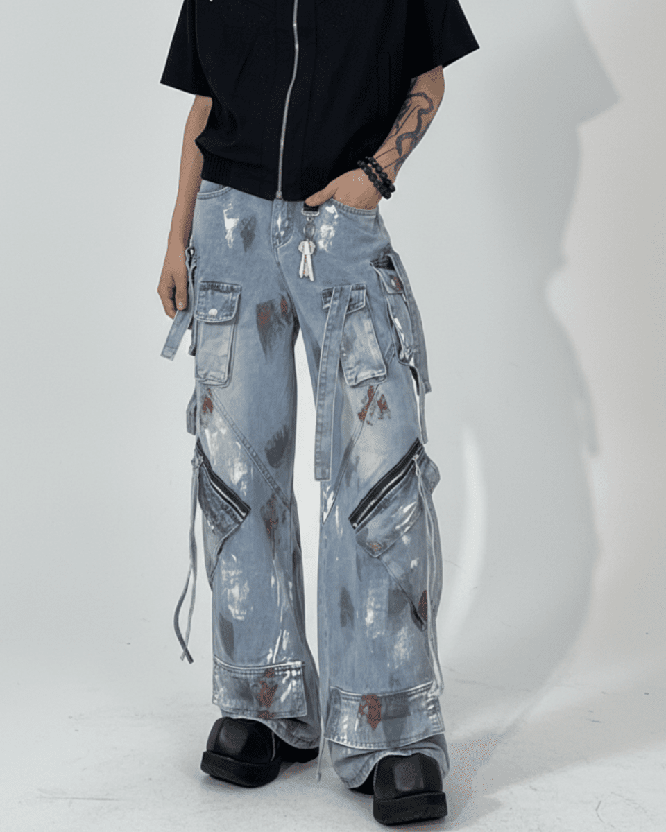 Industrial Paint Zip Cargo Denim na2335