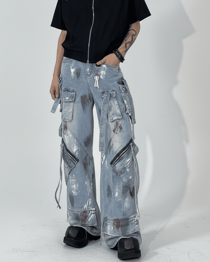 Industrial Paint Zip Cargo Denim na2335