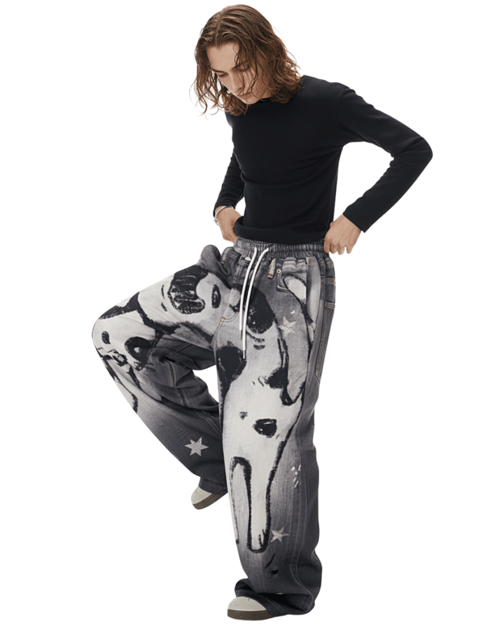Y2K Doggie Illustration Pants na2244