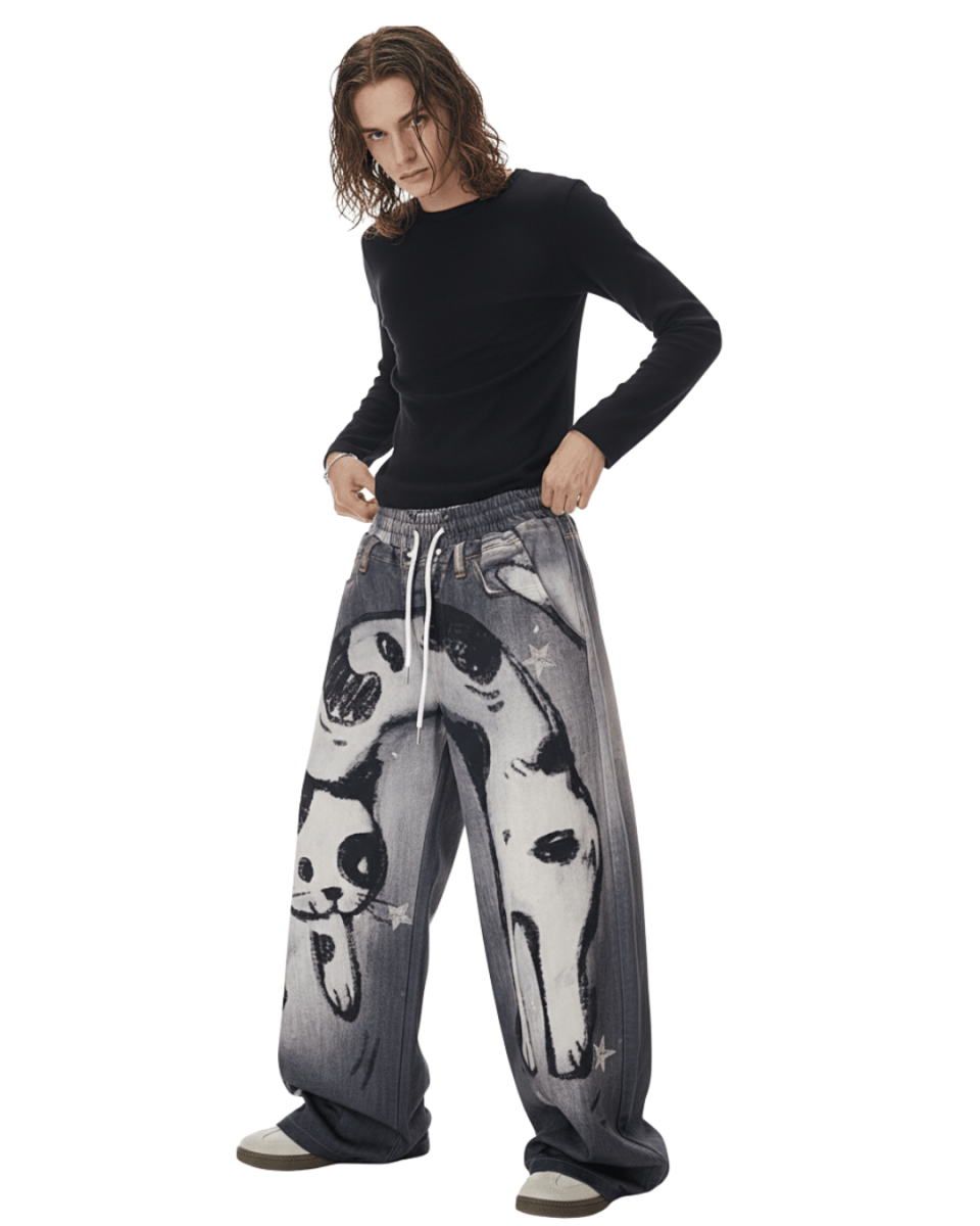 Y2K Doggie Illustration Pants na2244
