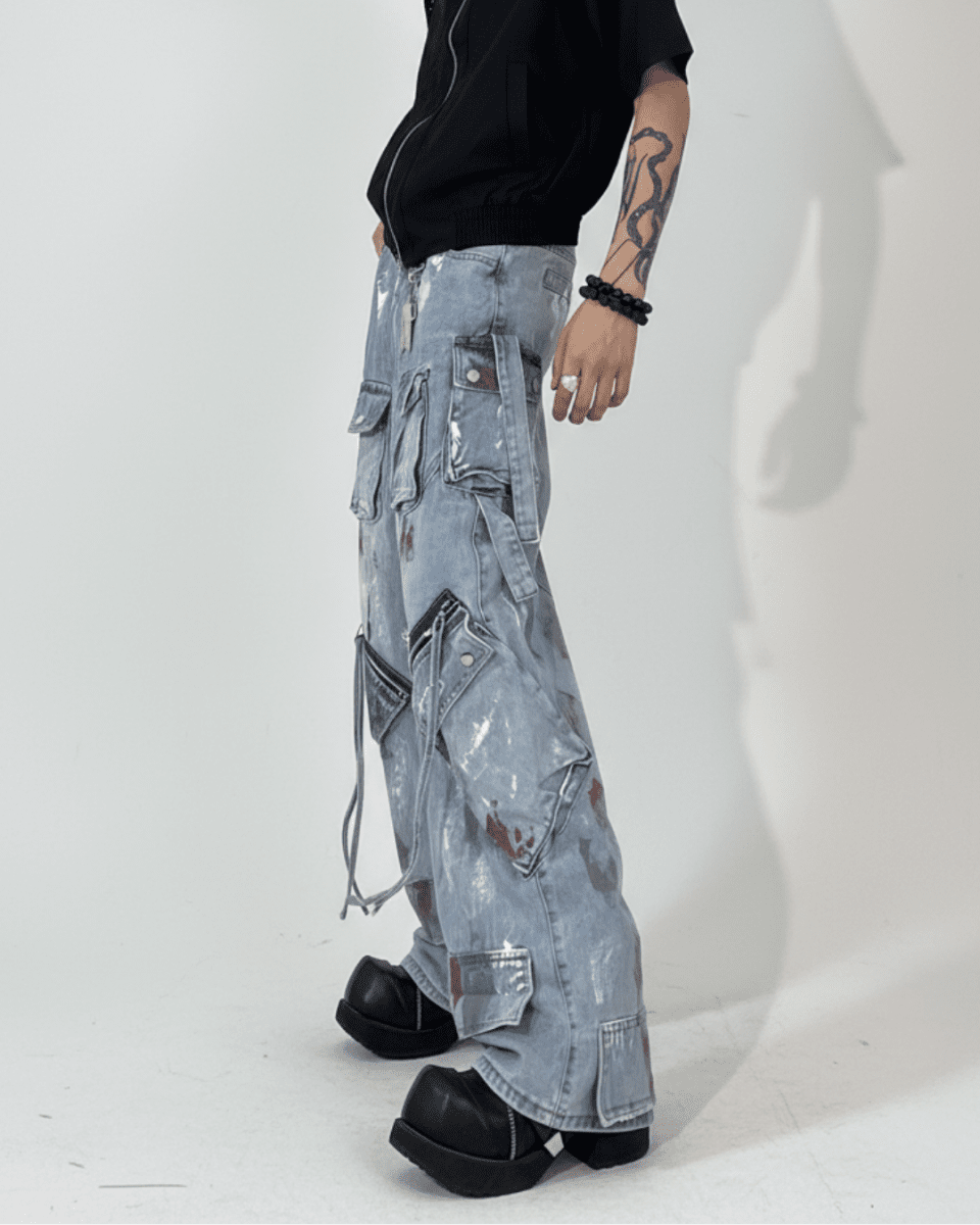 Industrial Paint Zip Cargo Denim na2335