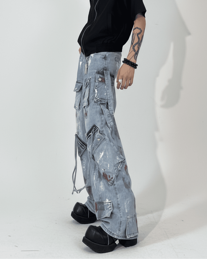 Industrial Paint Zip Cargo Denim na2335