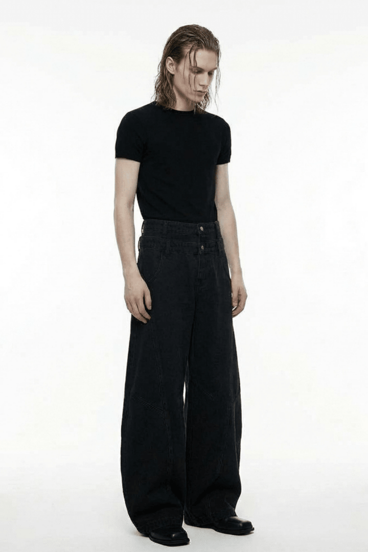 Graffiti Back-Print Balloon Wide Jeans na2356 