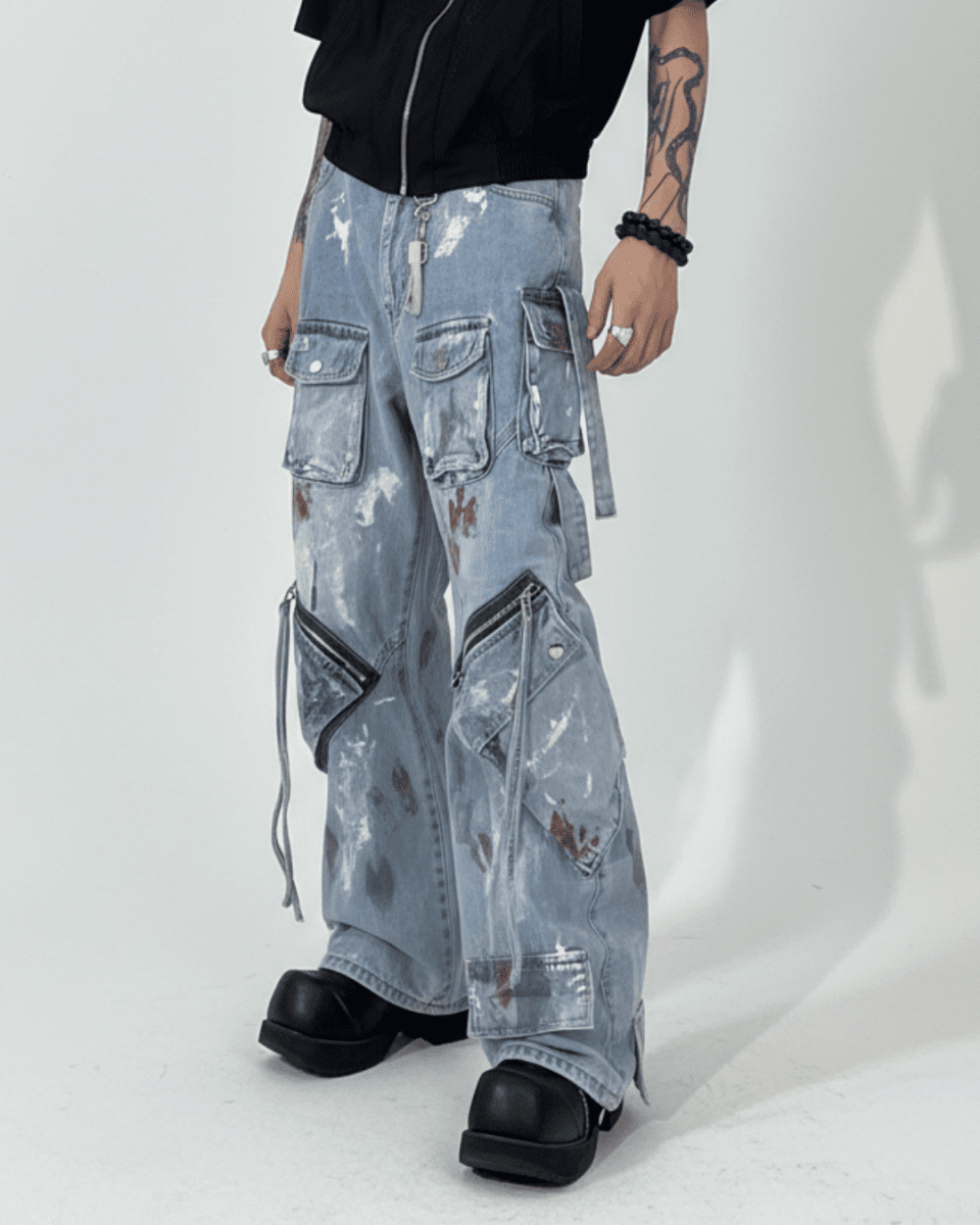 Industrial Paint Zip Cargo Denim na2335