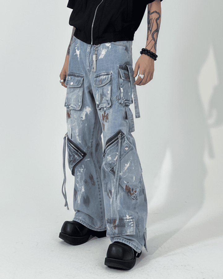 Industrial Paint Zip Cargo Denim na2335