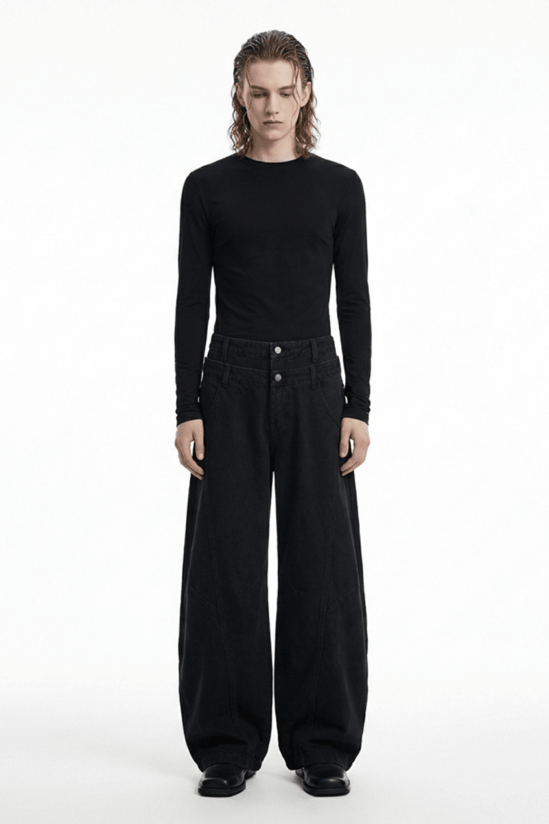 Graffiti Back-Print Balloon Wide Jeans na2356 