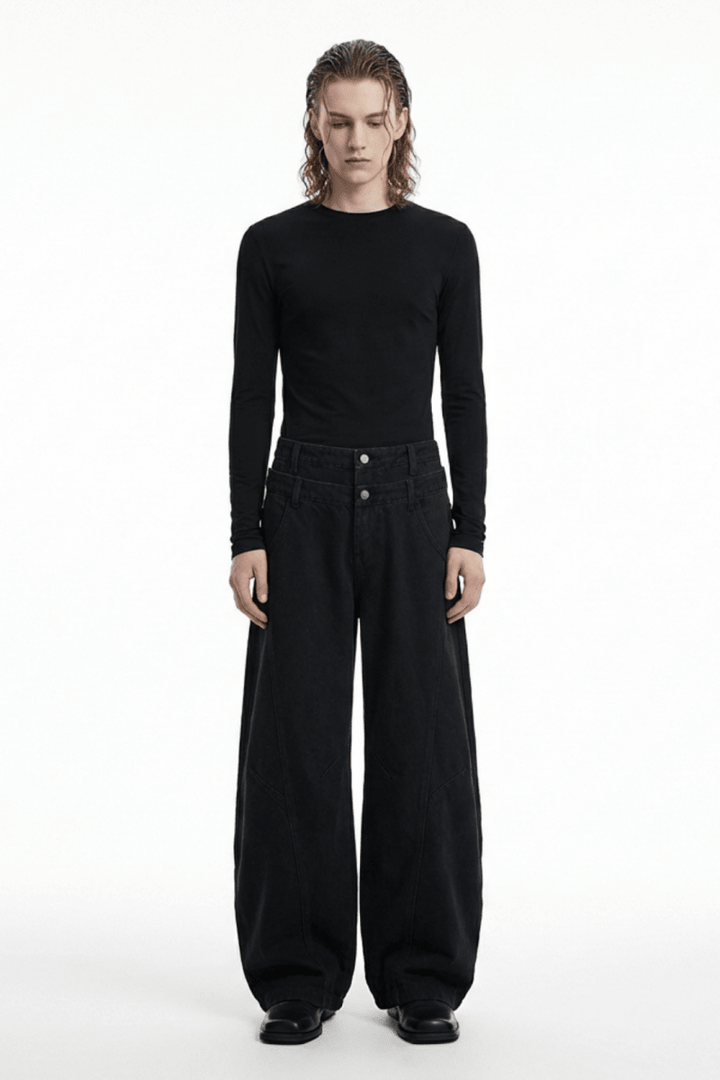 Graffiti Back-Print Balloon Wide Jeans na2356 