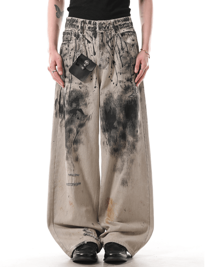 [BLANKIN] ink graffiti loose high street pants na2049