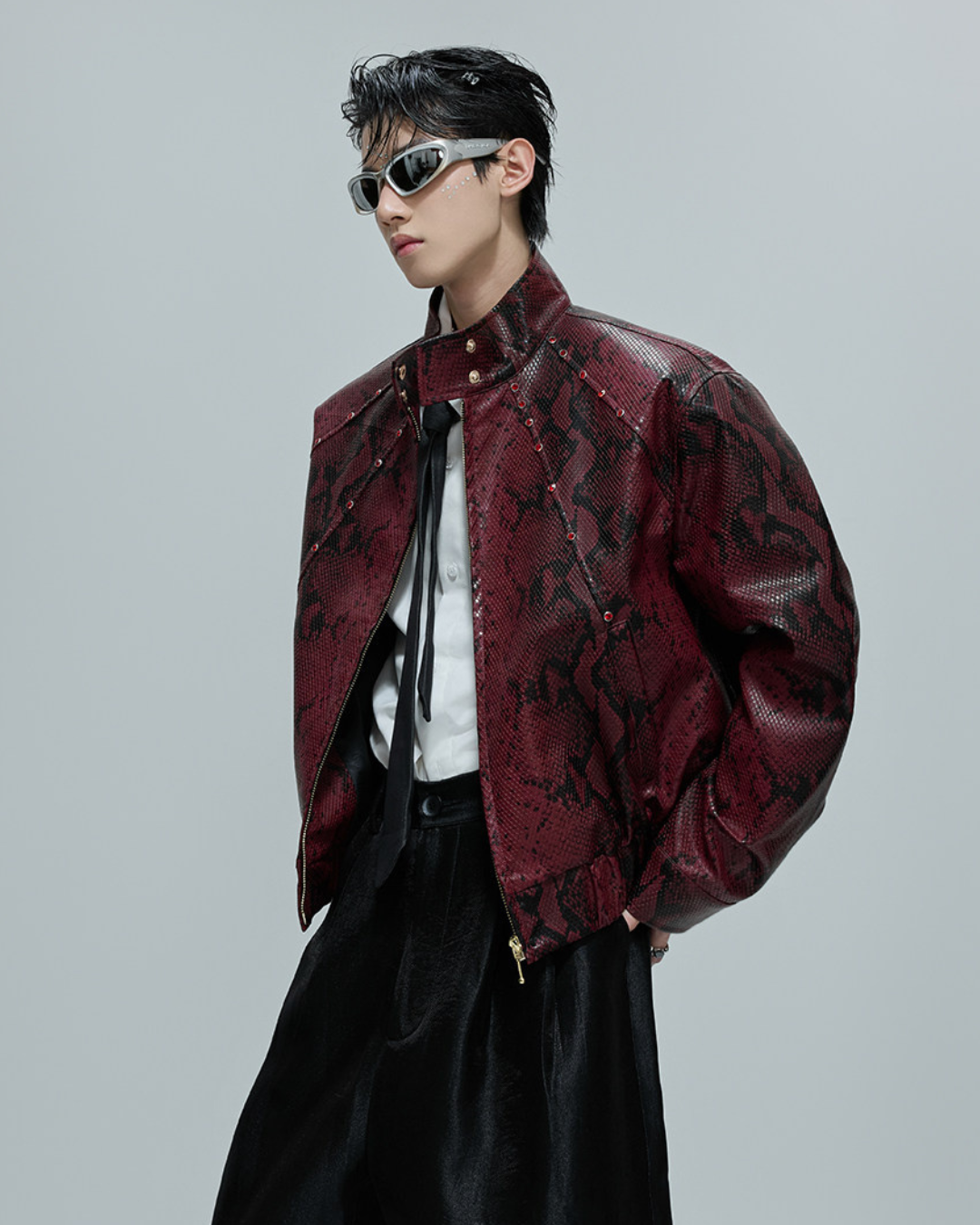[ArguE CulturE] CRIMSON PYTHON LEATHER JACKET na2293
