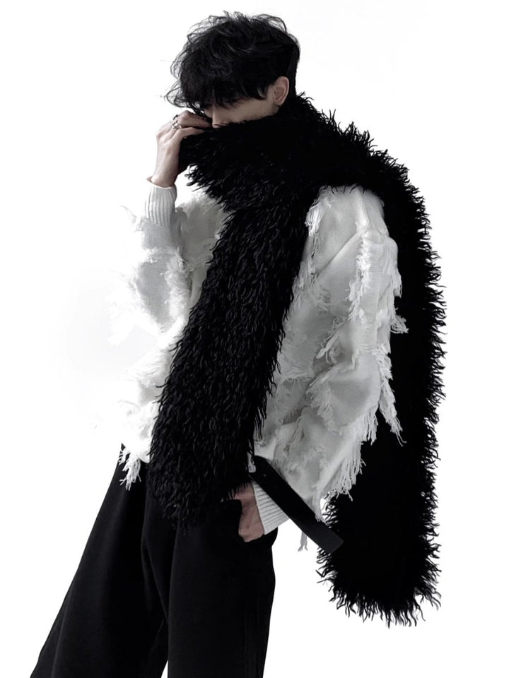 [AutumnWind] black soft long fur scarf na1604