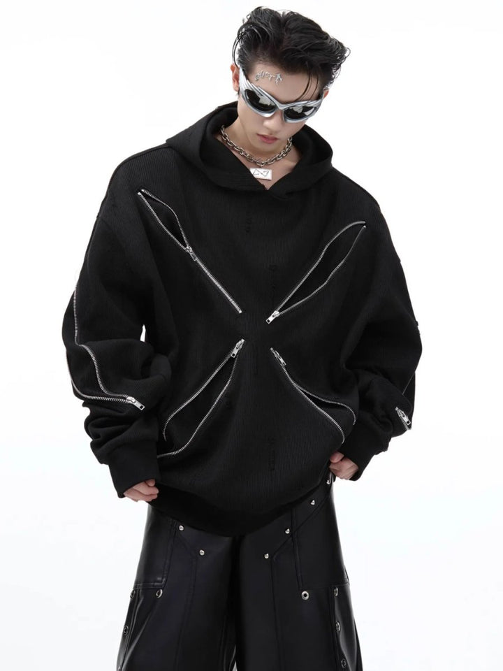 【CulturE】Metal Zipper Design Hooded na1583