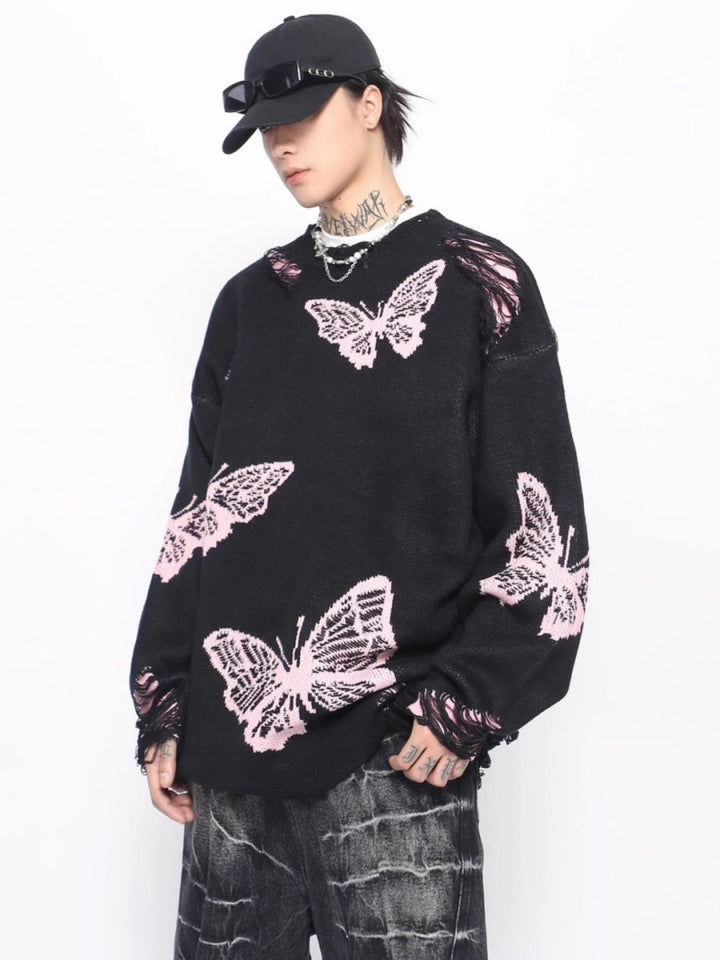 【Mz】broken holes design oversize knit  na1545