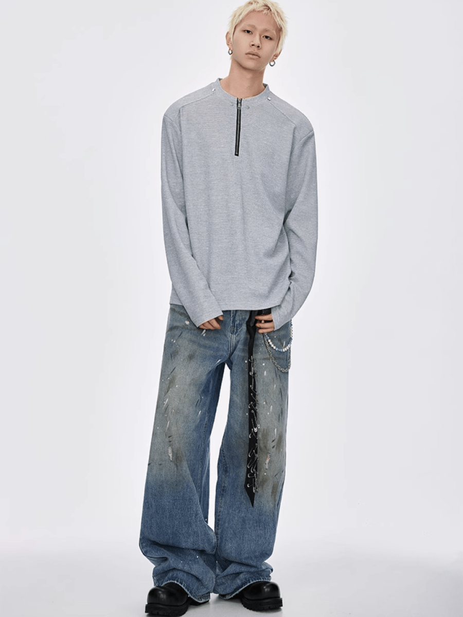 long-sleeved half-zip T-shirt na1947