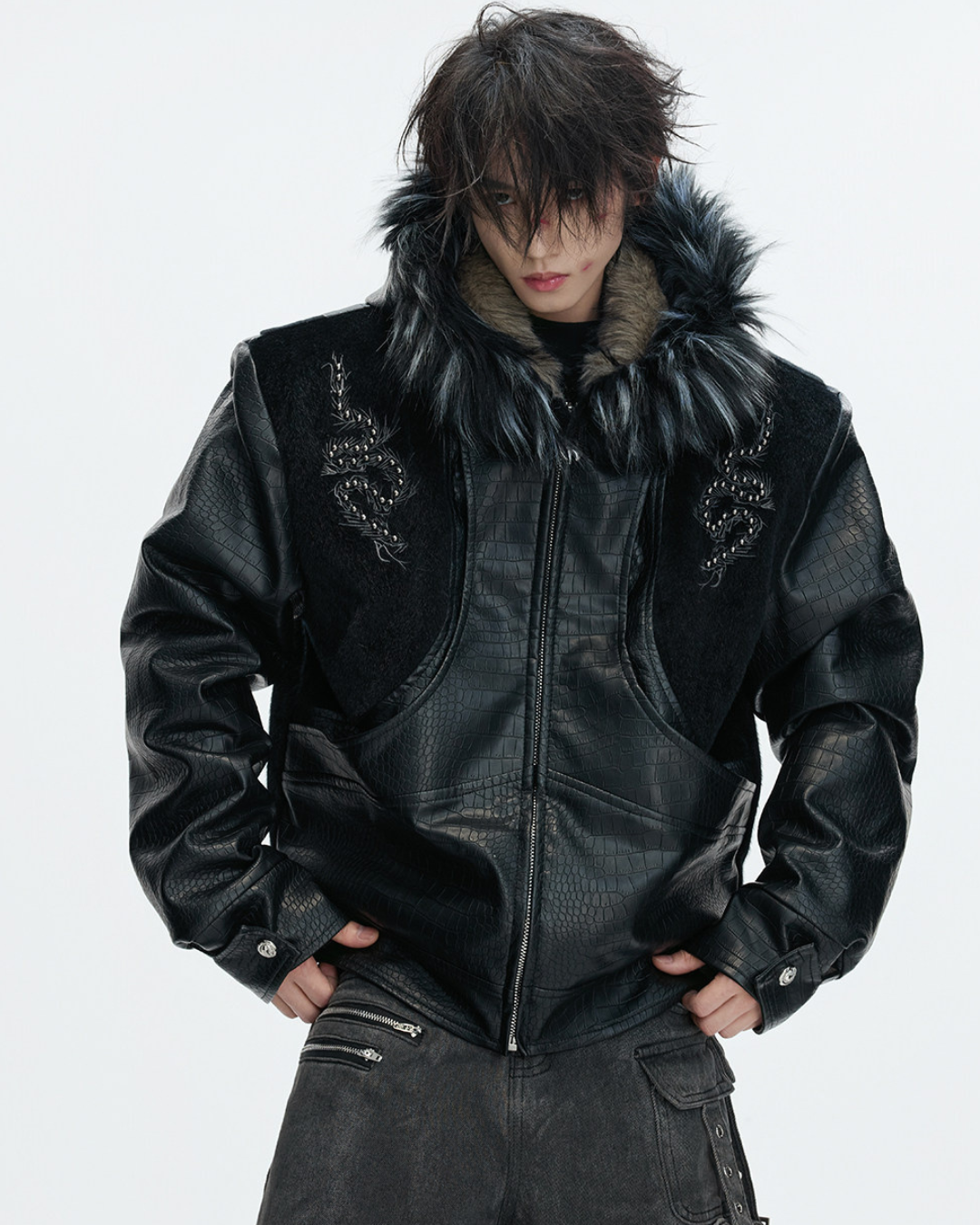 【ArguE CulturE】Back Stud Leather Hood Jacket na2291