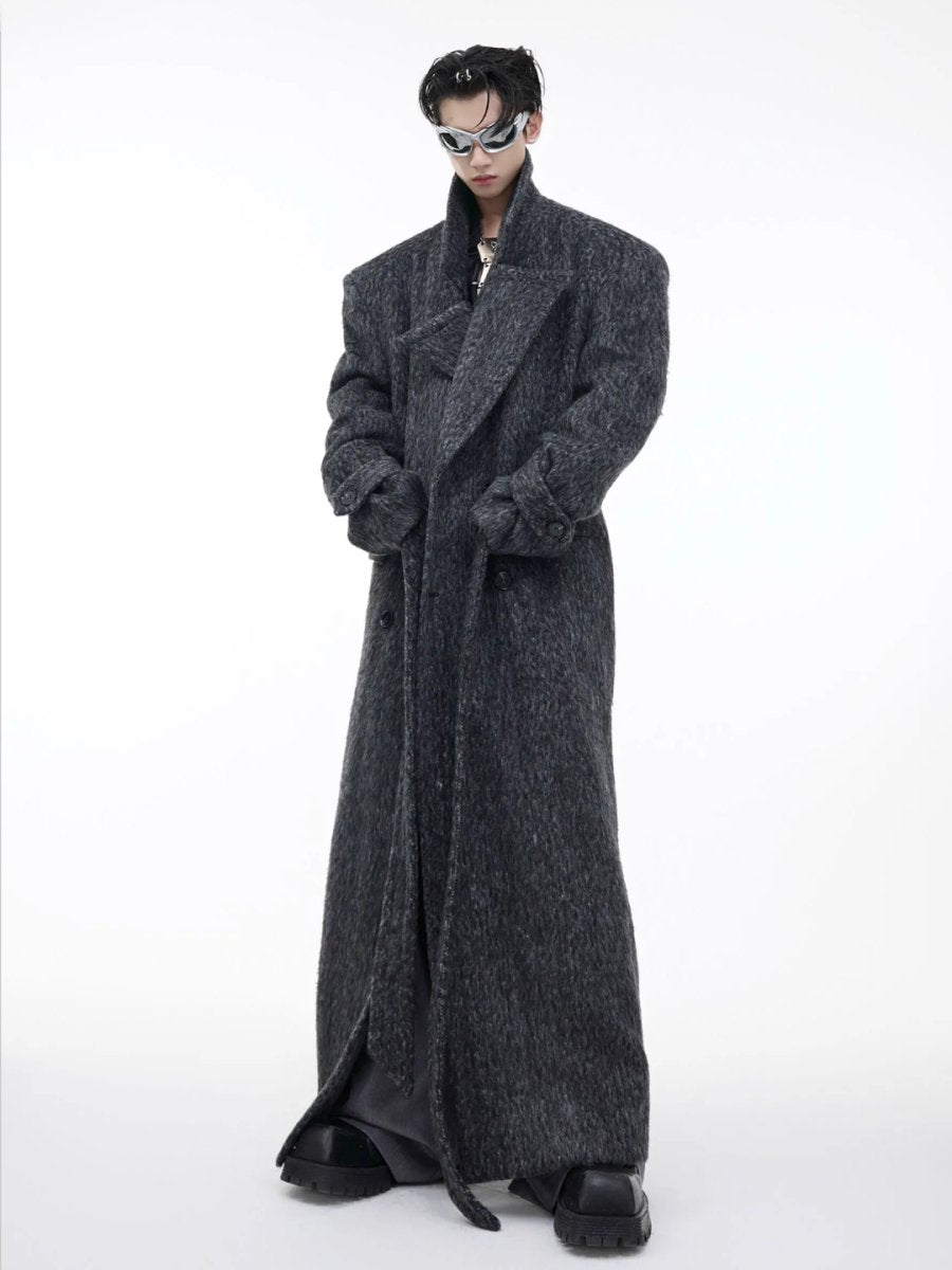 [CultureE] tweed loose long trench coat na1578