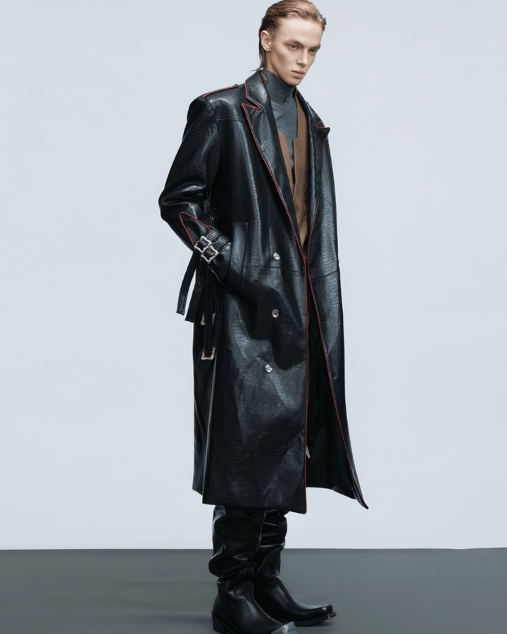 [ArguE CulturE] Noir Blade Leather Trench na2258