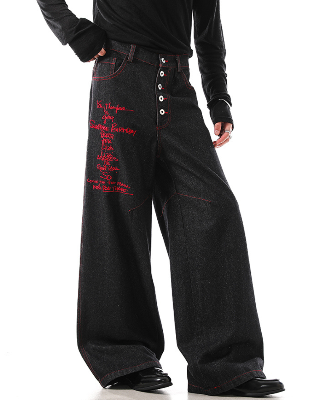 [BLANKIN]Written Trace Wide Denim na2283