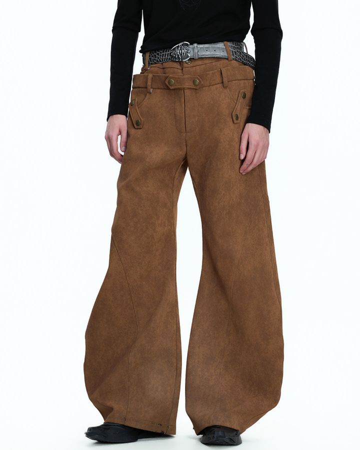 [ArguE CulturE] Brown Suede Buggy Pants na2286