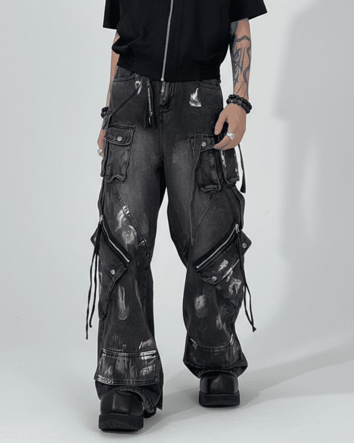 Industrial Paint Zip Cargo Denim na2335