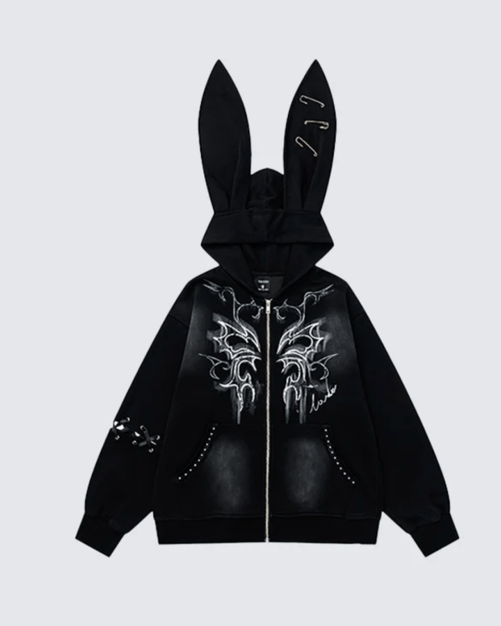 Y2K Tribal Zip-Up Hoodie na2249