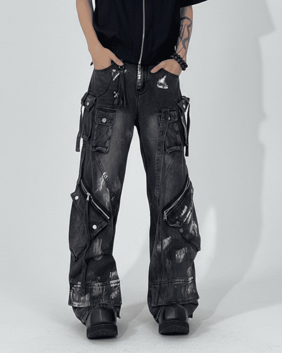 Industrial Paint Zip Cargo Denim na2335