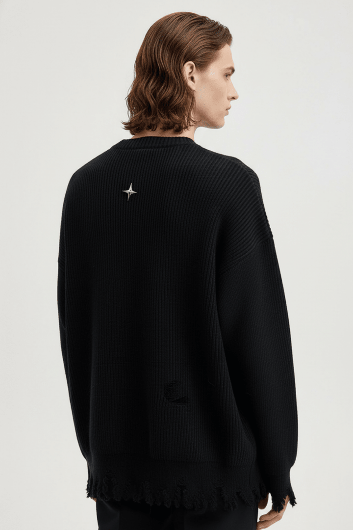 Edgy distressed knit sweater na2471