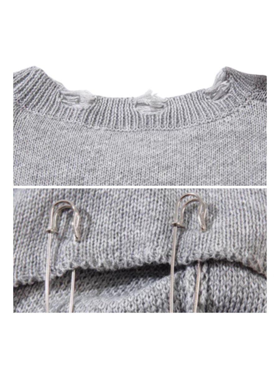 【Mz】high street broken hole cross pin knit na1547