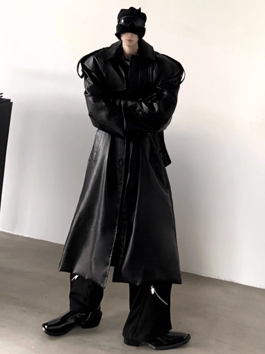 【AutumnWind】punk black trench coat  na1603