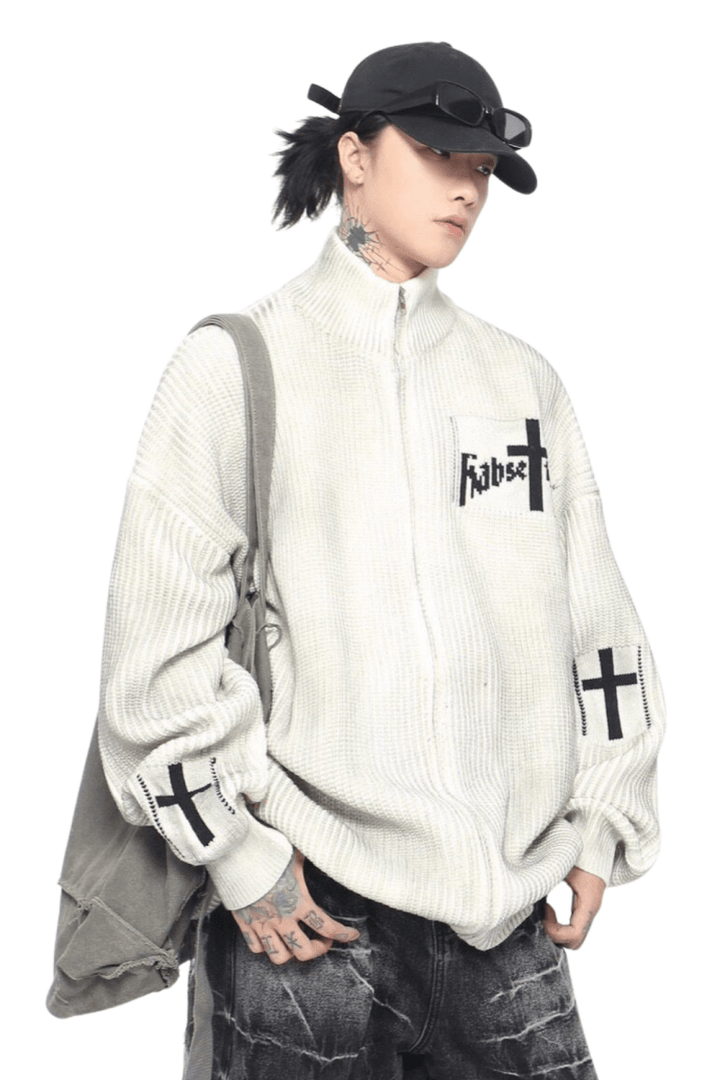 Gothic Cross Zip Knit na2447
