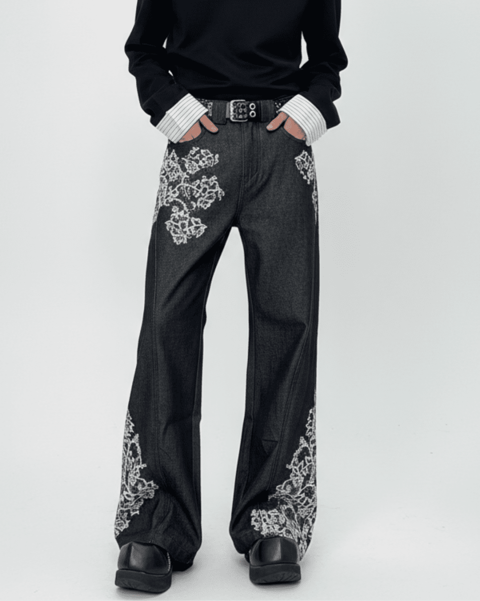 NOIR EMBROIDERY FLARE DENIM na2329