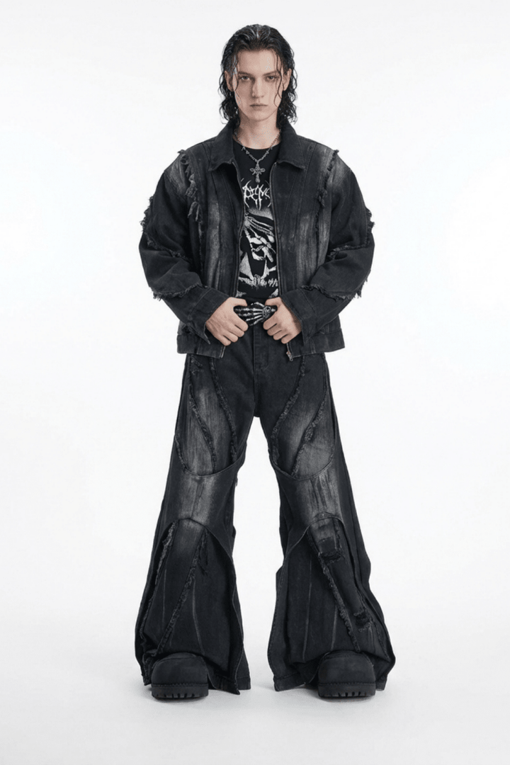 NOMANIAI Layered Flare Wide Pants na2370