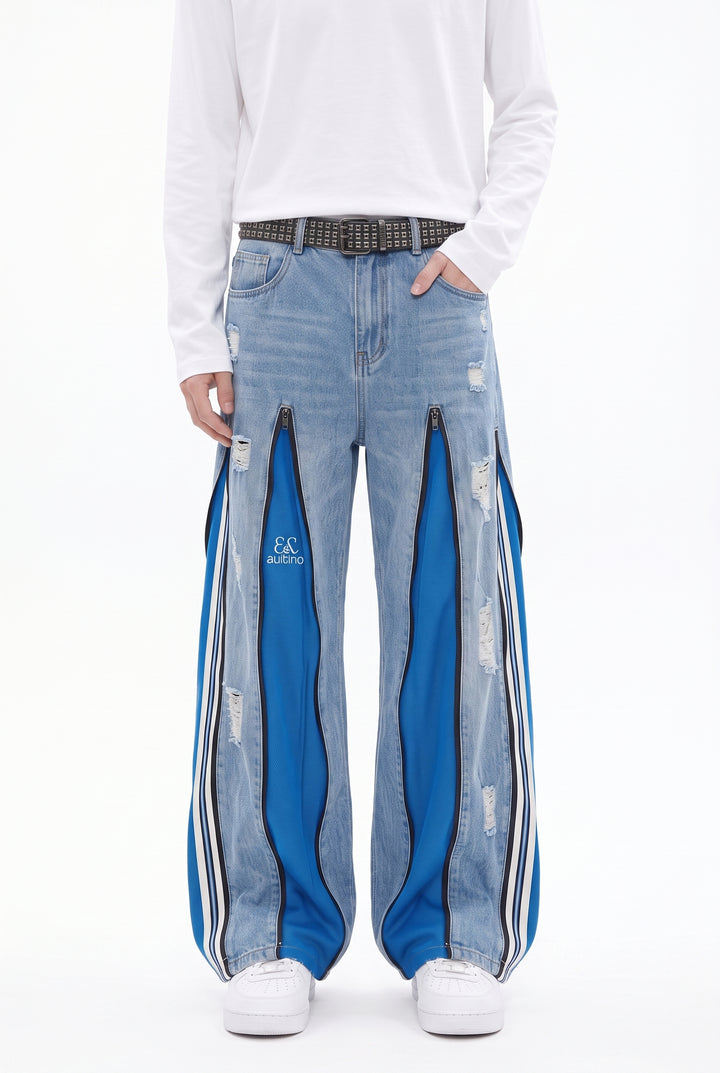Patchwork Wide Jeans na2841