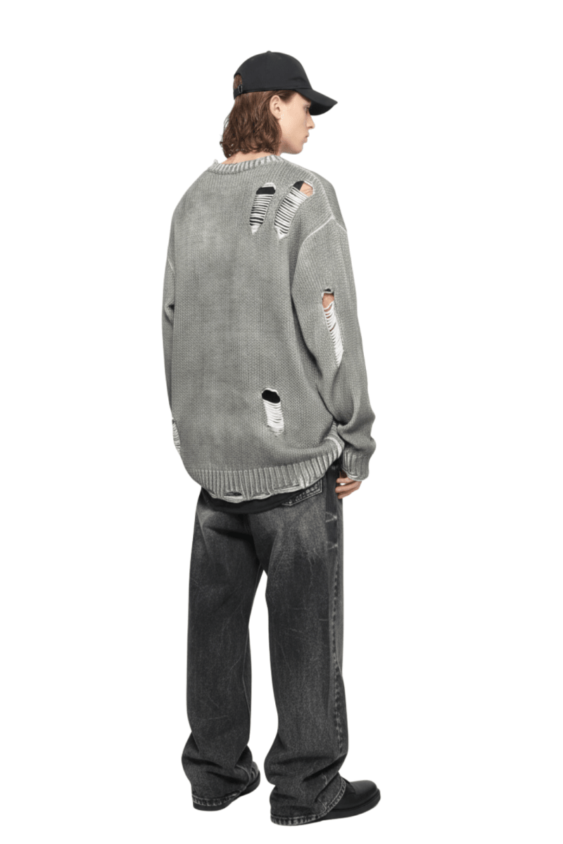 Grunge Damage Crewneck Knit  na2395