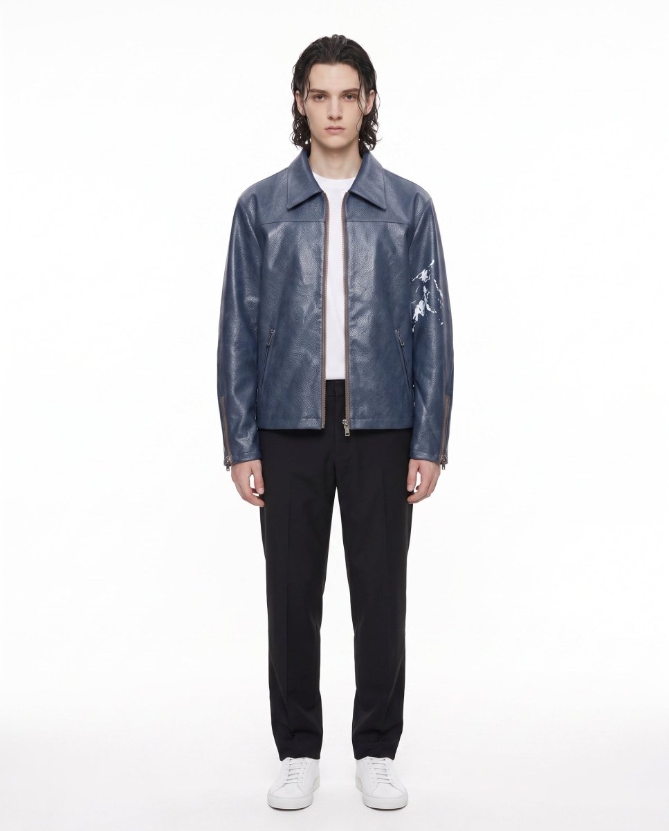 Blue Leather Jacket na2952