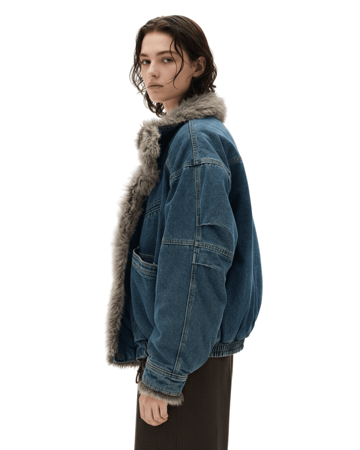 Fur Edge Denim Jacket na2313