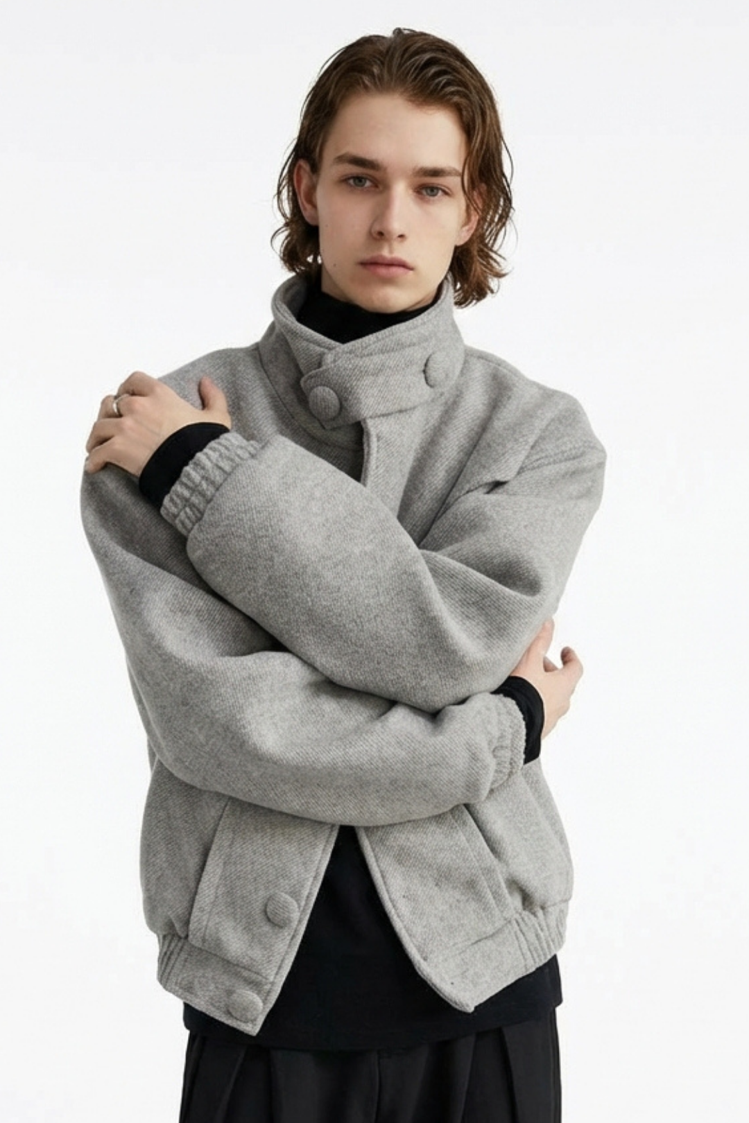 Tailored Stand Collar Short Jacket na2360 