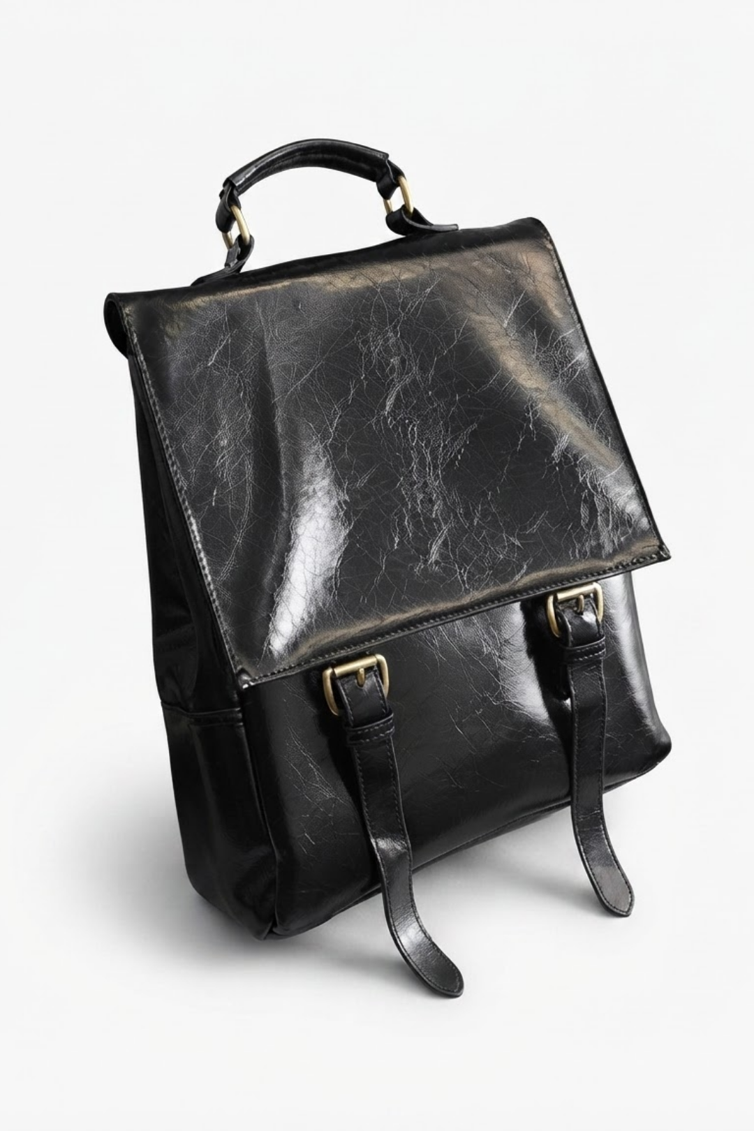 [sale] Crack Gloss Leather Backpack