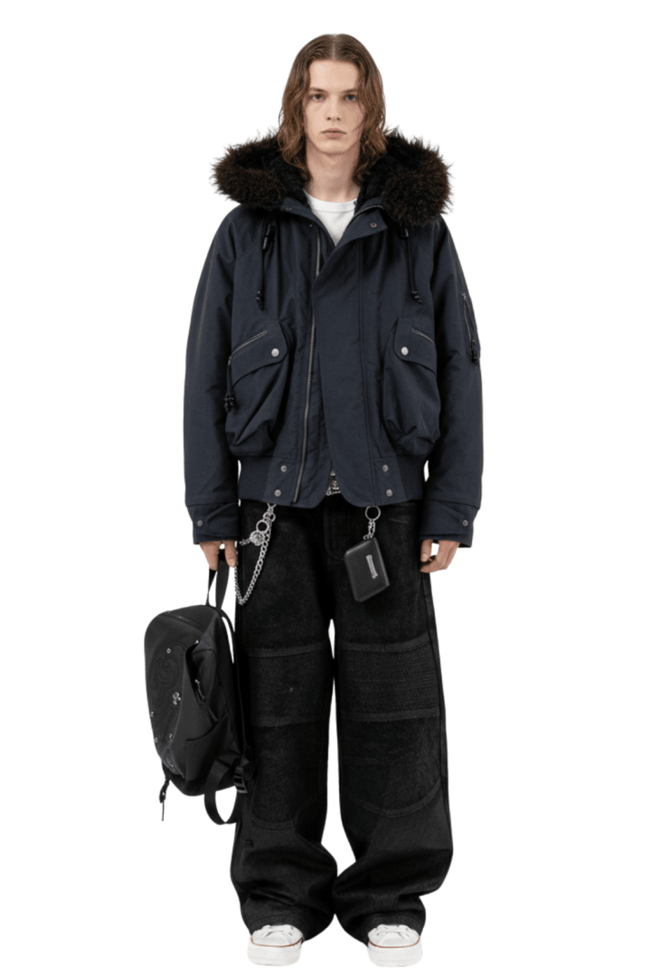 Abstract Line Wide-Leg Denim na2392