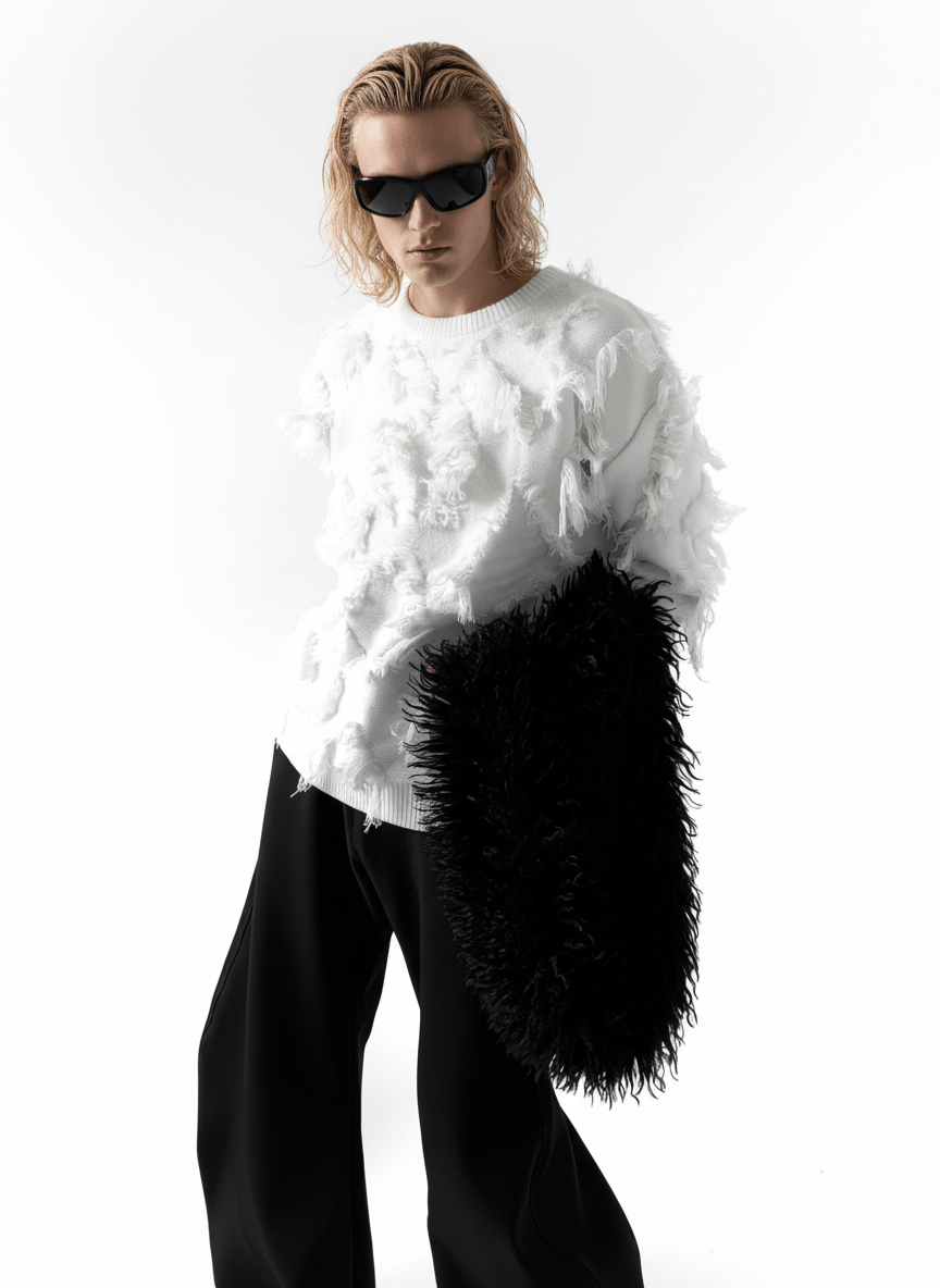 [AutumnWind] black soft long fur scarf na1604