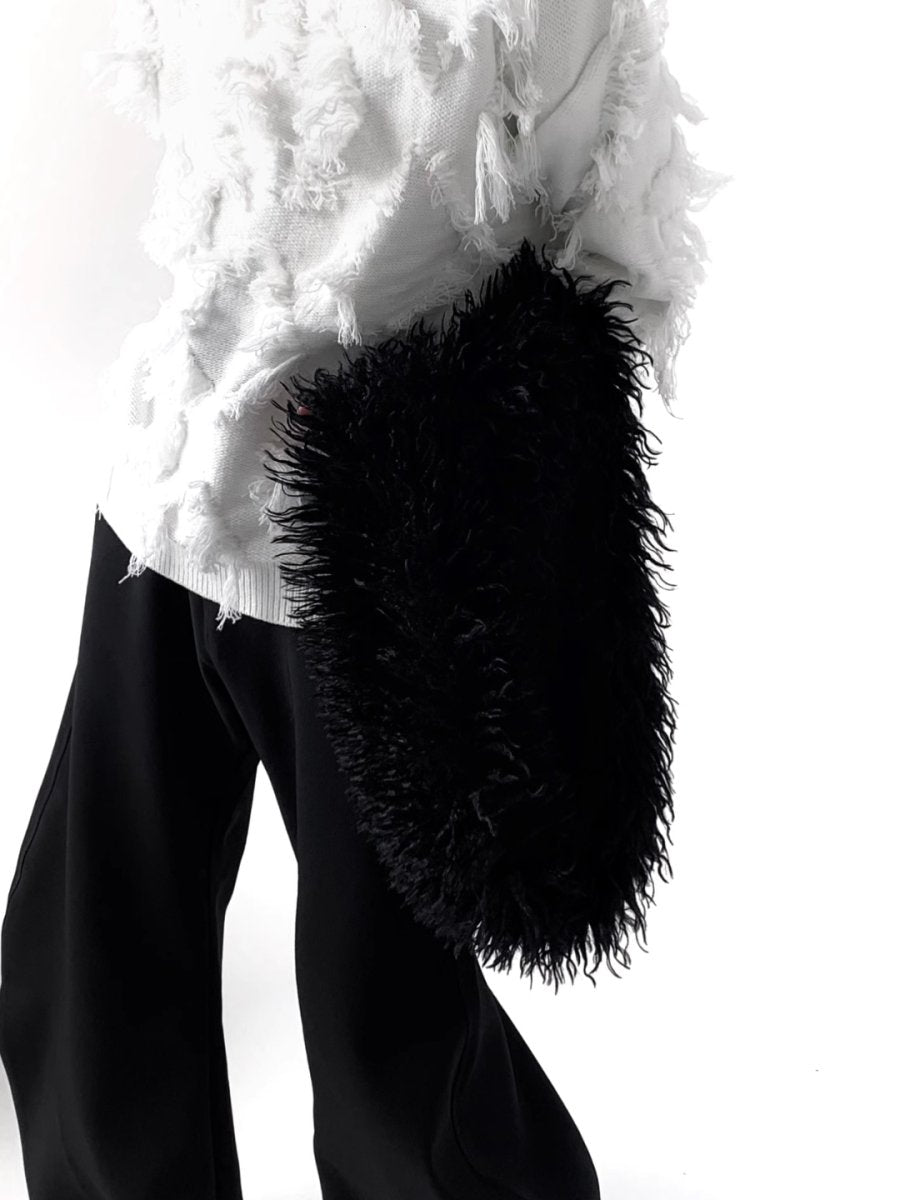 【AutumnWind】black soft long fur scarf   na1604