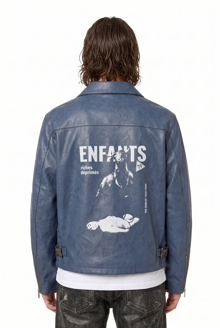 Graphic Leather Jacket na2833