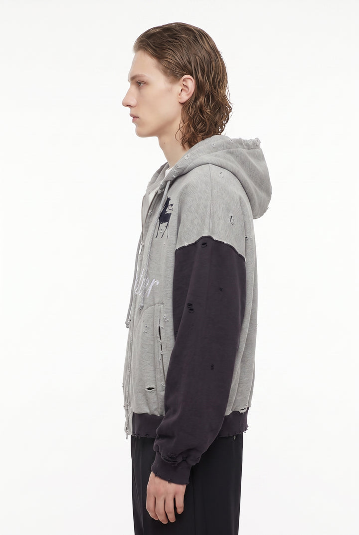 Distressed Zip Hoodie na2830