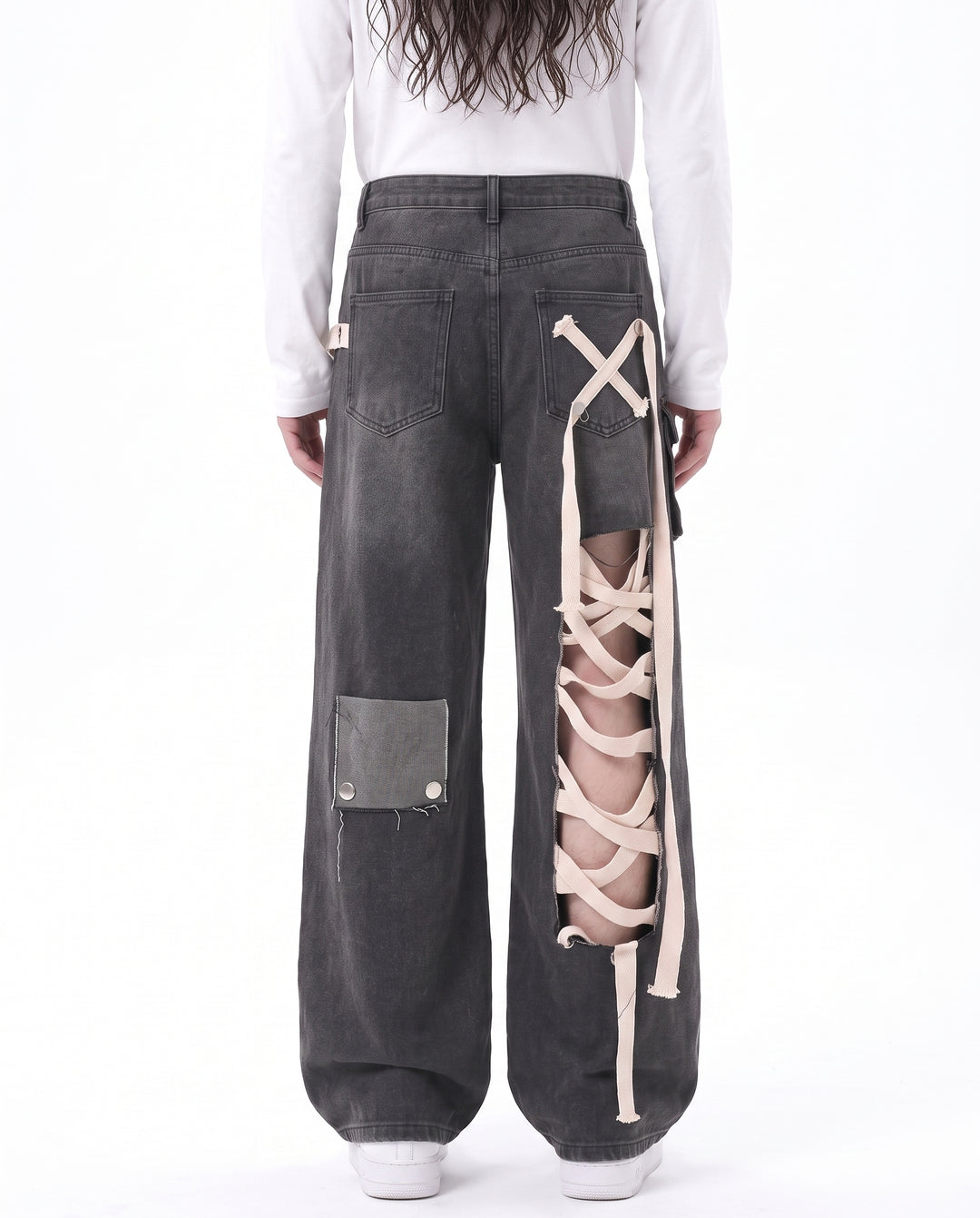 Lace-Up Cargo Jeans na2973