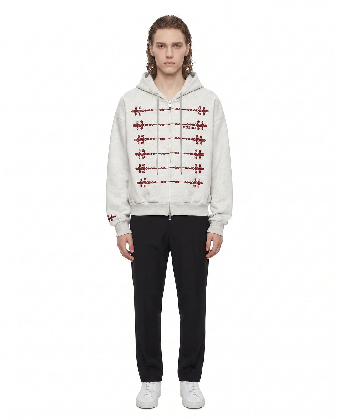 Embroidered Military Zip Hoodie na3084