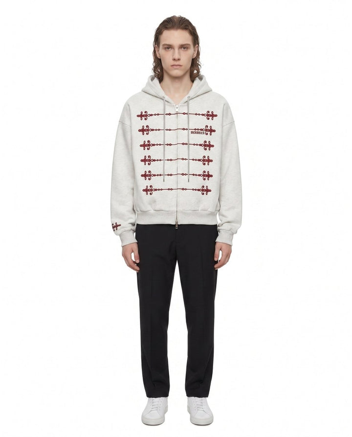 Embroidered Military Zip Hoodie na3084