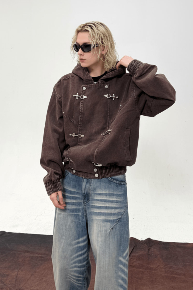 Buckle Washed Denim Hoodie na2433