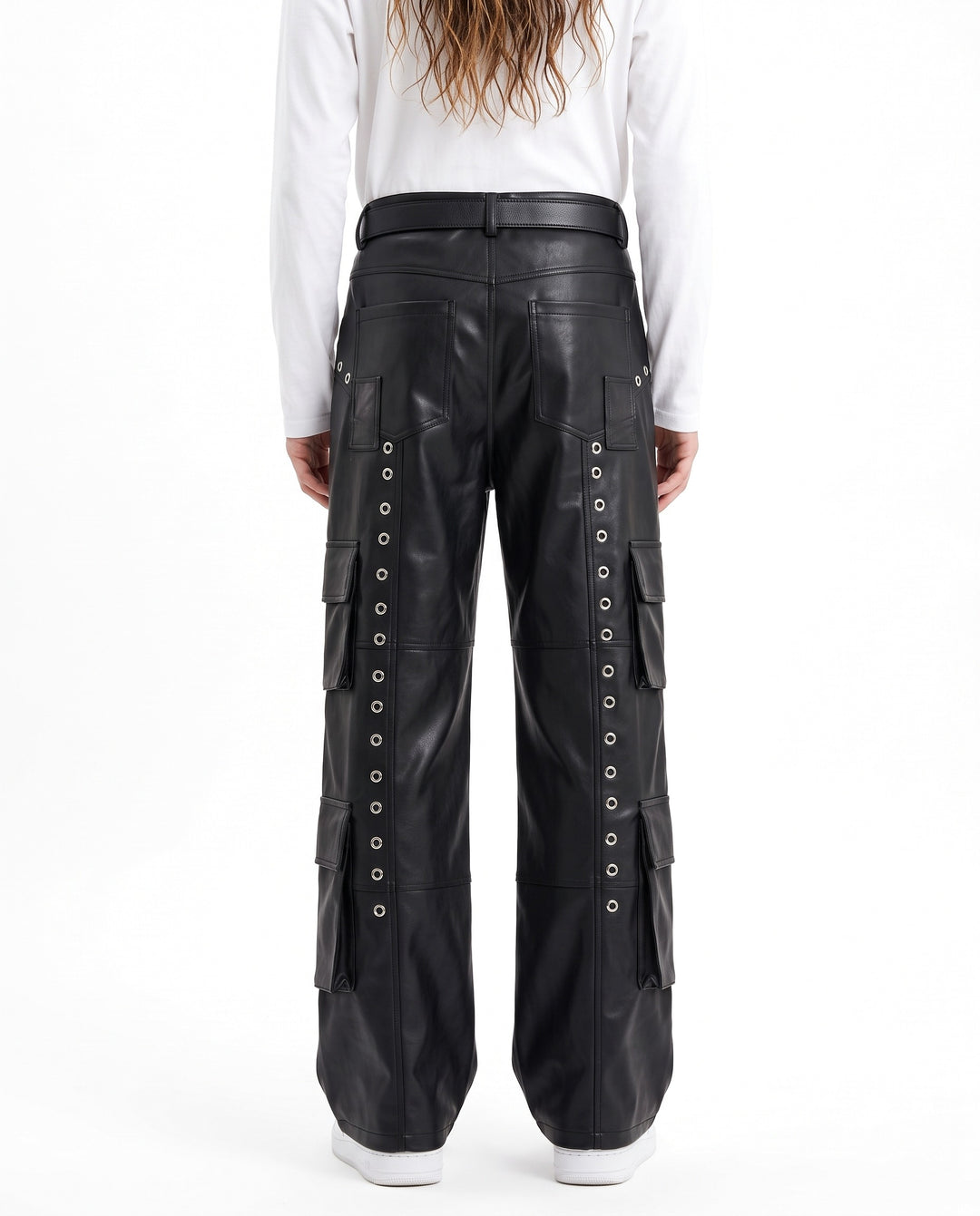 Leather Cargo Pants na3201