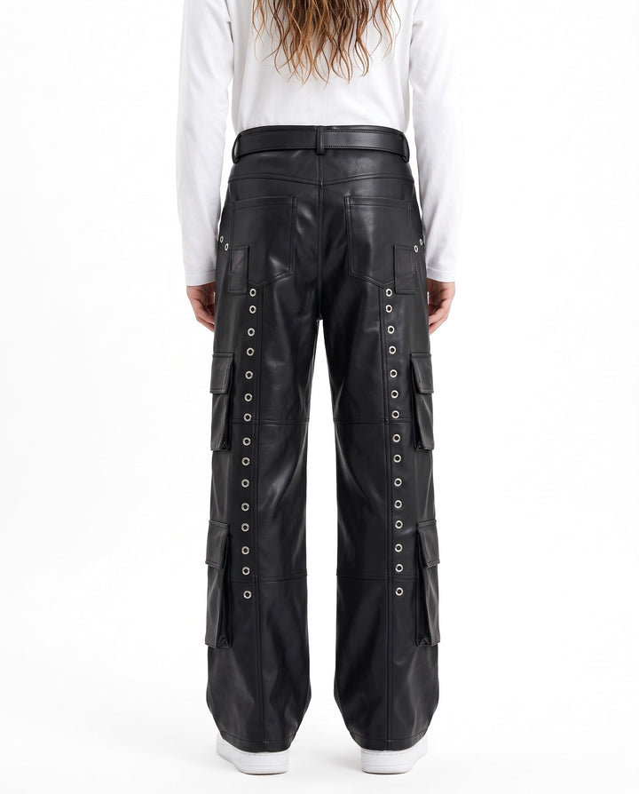Leather Cargo Pants na3201